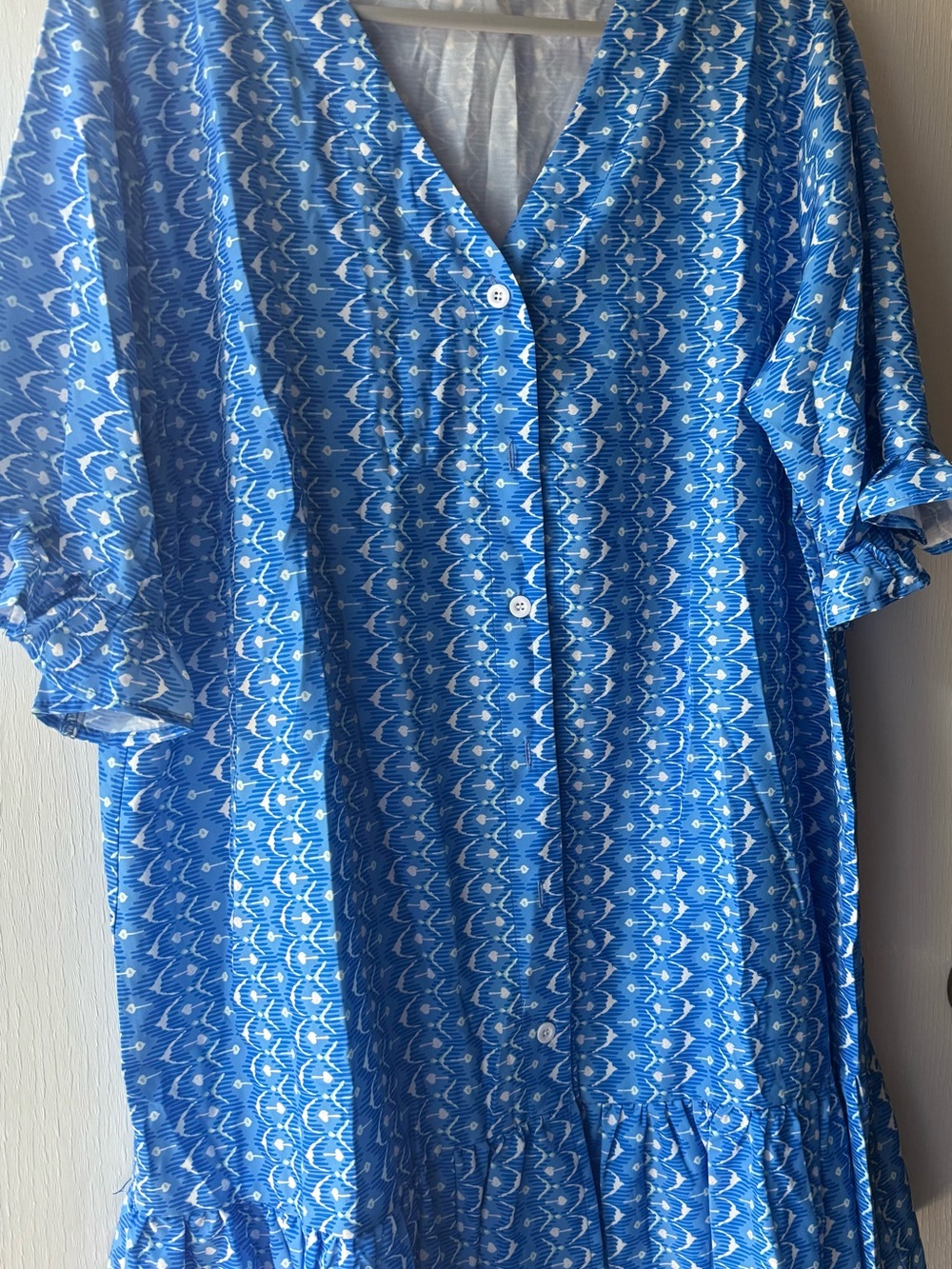 Cupshe Blue and White Tropical Print Dress